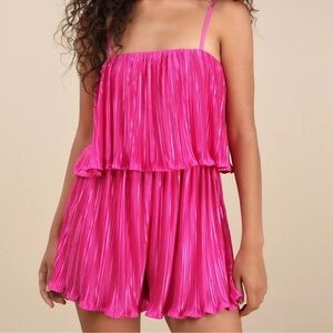 Lulu's Vibrant Pink Layered romper size small